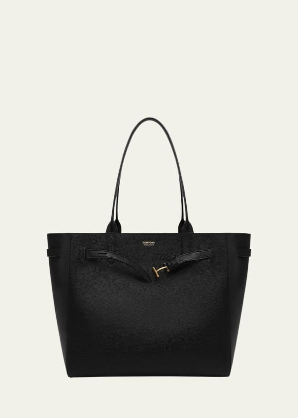 “Women’s Elegant Black Leather Tote Bag